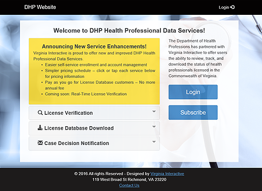 health Professionals Public Information Database
