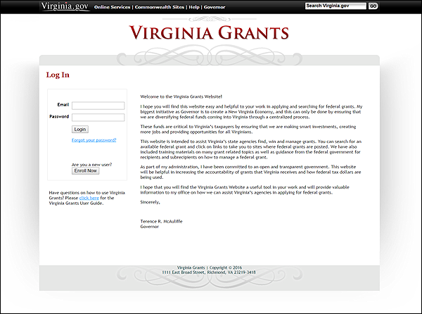 Office of the Governor – Grants.Virginia.gov 